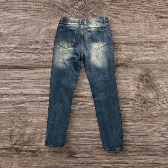 Girls Distressed Ripped Rustic Denim Jeans - Faded Blue Patriotic USA Designer - Picture 2 of 4
